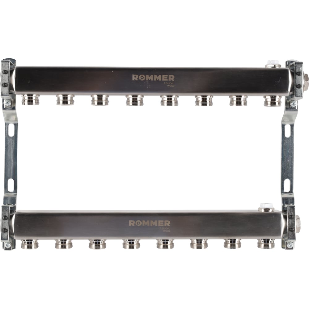 Коллектор из нержавеющей стали ROMMER для радиаторной разводки, 8 ...