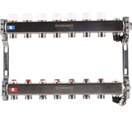 Коллектор из нержавеющей стали ROMMER без расходомеров, с клапаном вып. воздуха и сливом, 7 выходов Rms-3201-000007 RG0091LAMUN1H6
