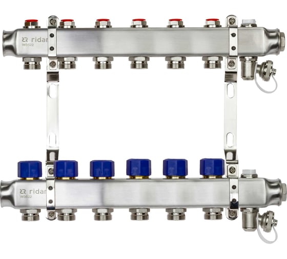 Комплект коллекторов Ридан SSM-6R set с кронштейнами, 6 контуров 088U0976R
