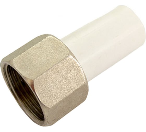 Штуцер с накидной гайкой MeerPlast Ду20x3/4" Ру20, белый, полипропилен PPRC D200-01319