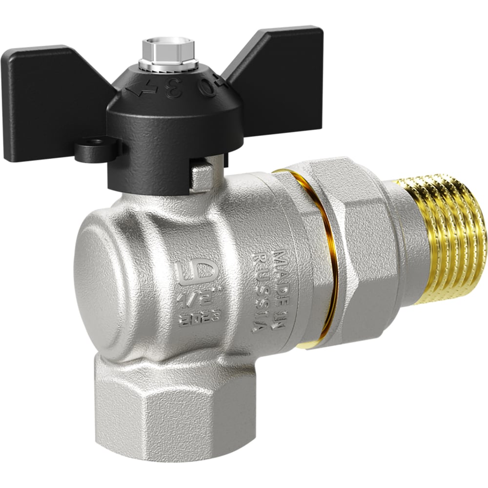 Кран LD PRIDE шаровой со сгоном угловой 1/2'' - 1/2'' бабочка 552307 ...