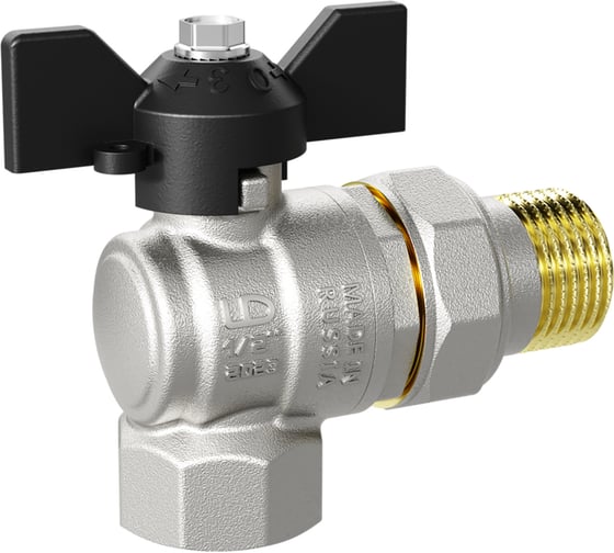 Кран LD PRIDE шаровой со сгоном угловой 1/2'' - 1/2'' бабочка 552307