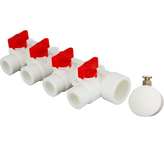 Коллектор с воздухоотводчиком MeerPlast ду32/4x20w красный D200-00012 1