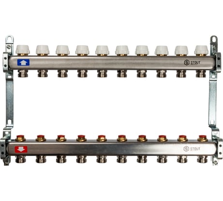 Коллектор из нержавеющей стали без расходомеров STOUT 10 выходов SMS 0922 000010
