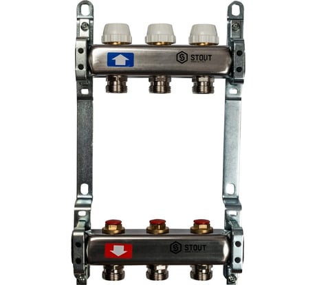 Коллектор из нержавеющей стали без расходомеров STOUT 3 выхода SMS 0922 000003