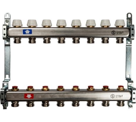 Коллектор из нержавеющей стали без расходомеров STOUT 8 выходов SMS 0922 000008