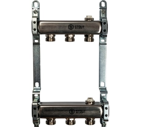 Коллектор из нержавеющей стали для радиаторной разводки STOUT 3 выхода SMS 0923 000003