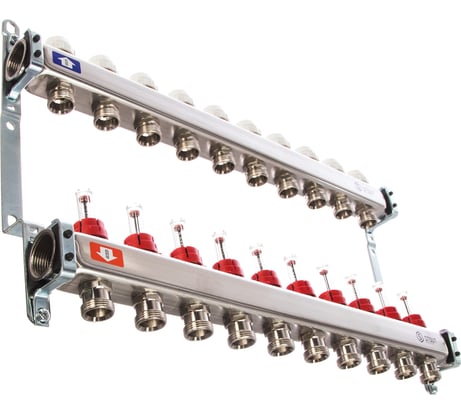 Коллектор из нержавеющей стали с расходомерами STOUT 10 выходов SMS 0917 000010