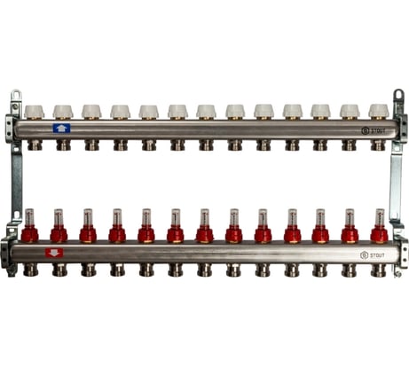 Коллектор из нержавеющей стали с расходомерами STOUT 13 выходов SMS 0917 000013