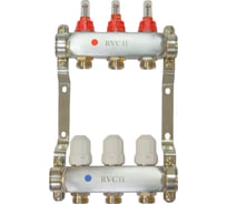 Коллекторный блок Rvc ТП нержавеющая сталь, 1 (DN25) 3x3/4 (евроконус), с расходомерами 09237