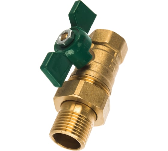 Шаровый кран со сгоном РОСТерм 1/2" В-H ручка бабочка RT1066