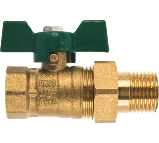 Шаровый кран со сгоном РОСТерм 1/2" В-H ручка бабочка RT1066