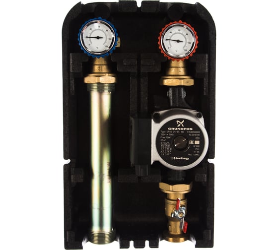 Насосная группа с прямым контуром (1", с насосом Grundfos UPSO 25-65 в теплоизоляции, DN 25) STOUT SDG-0001-002502
