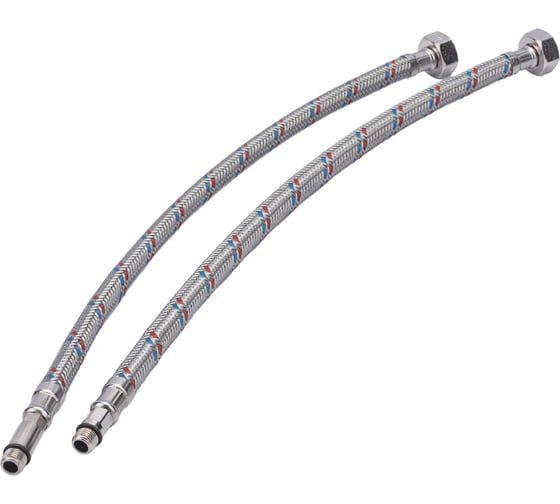 Гибкая подводка для смесителей ELKA 1/2" х М10 х 40 см, пара - длинный и короткий хвост ИС.100963