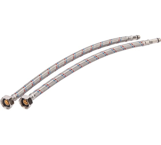 Гибкая подводка для смесителей ELKA 1/2" х М10 х 40 см, пара - длинный и короткий хвост ИС.100963