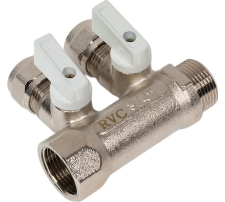 МП коллектор Rvc 3/4 гш-1/2 ш с кранами, 2 выхода (в комплекте ЕК 16x1/2 ) 10882