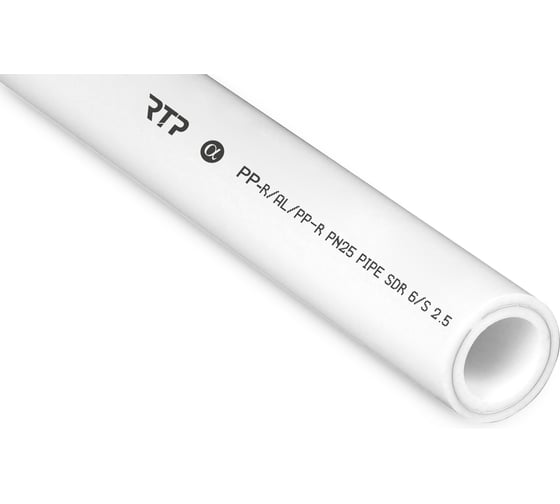 Труба ppr армированная алюминием RTP 110x18,3, pn25, 4м,белый, 32818