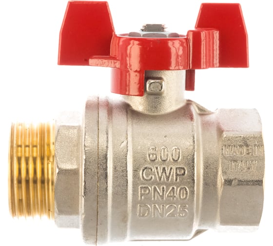 Шаровой кран RuB, 1" DN25 PN40, ВР-НР, серия MILANO (S.90), бабочка S90F26
