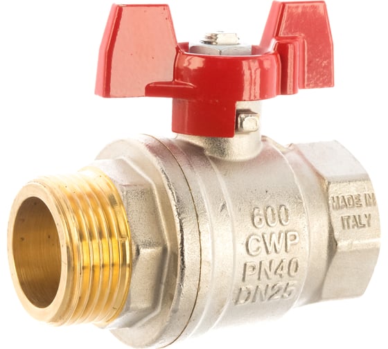 Шаровой кран RuB, 1" DN25 PN40, ВР-НР, серия MILANO (S.90), бабочка S90F26