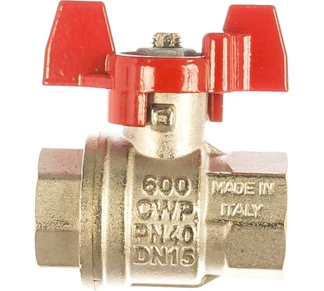 Шаровой кран RuB, 1/2" DN15 PN40, ВР-ВР, серия MILANO (S.90), бабочка S90D16