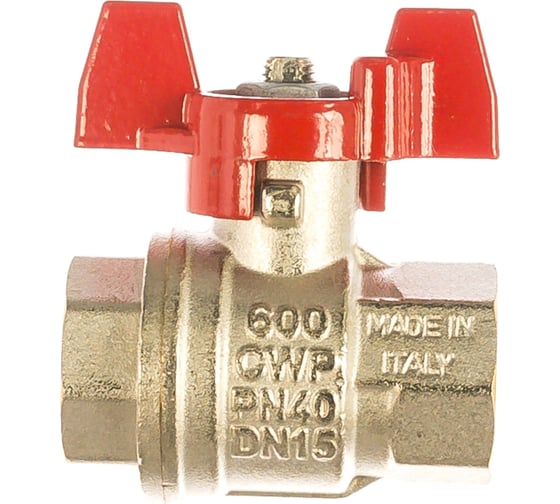 Шаровой кран RuB, 1/2" DN15 PN40, ВР-ВР, серия MILANO (S.90), бабочка S90D16