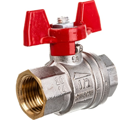 Шаровой кран RuB, 1/2" DN15 PN40, ВР-ВР, серия MILANO (S.90), бабочка S90D16