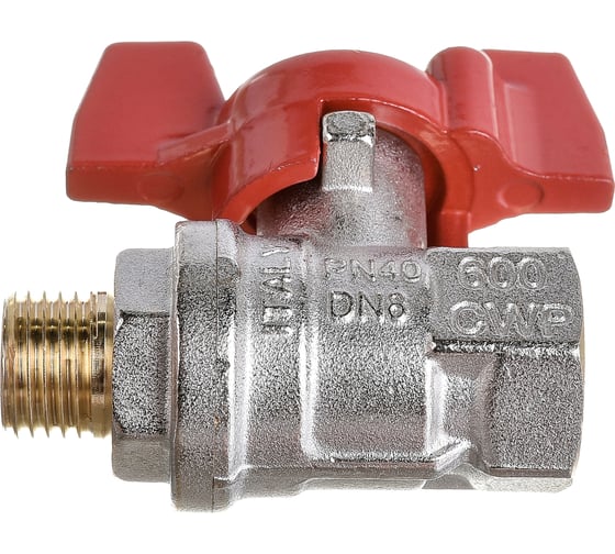 Шаровой кран RuB, 1/4" DN8 PN40, ВР-НР, серия MILANO (S.90), бабочка S90B26