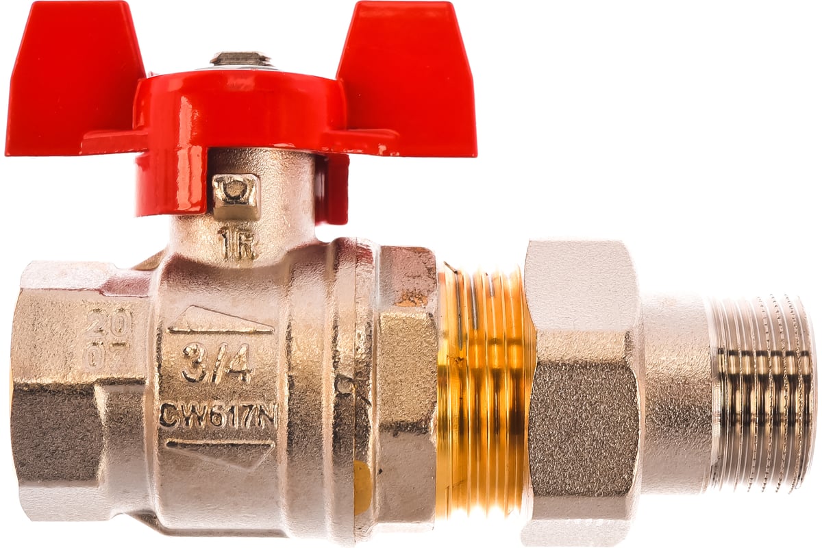 Шаровой кран RuB с накидной гайкой ("американка"), 3/4" DN20 PN40, ВР ...