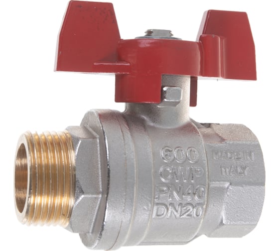 Шаровой кран RuB, 3/4" DN20 PN40, ВР-НР, серия MILANO (S.90), бабочка S90E26