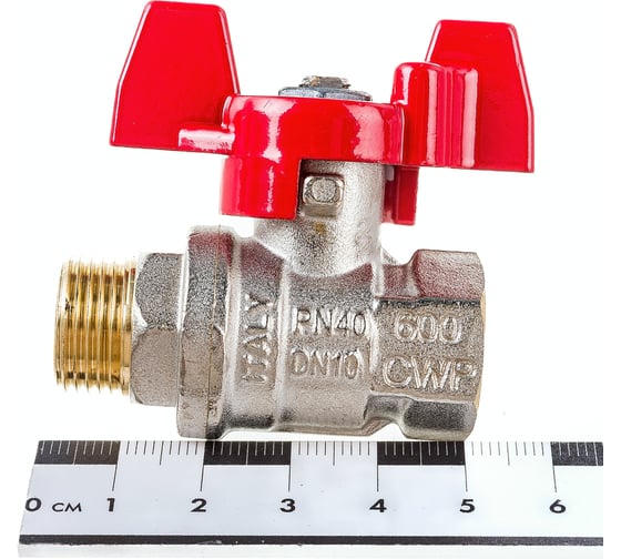 Шаровой кран RuB серия MILANO 3/8" DN10 PN40, ВР-НР, (S.90), бабочка S90C26