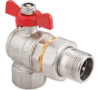 Шаровой угловой кран с полусгоном MVI американка, 1/2" вн-нар, бабочка BV.522.04-8