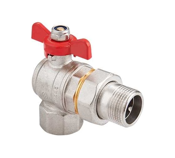 Шаровой угловой кран с полусгоном MVI американка, 1/2" вн-нар, бабочка BV.522.04-8