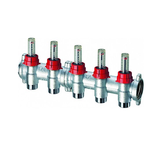 Запорный коллектор с расходомероми FAR 1" 3 отвода 3/4" EUROKONUS FK 3980 13403