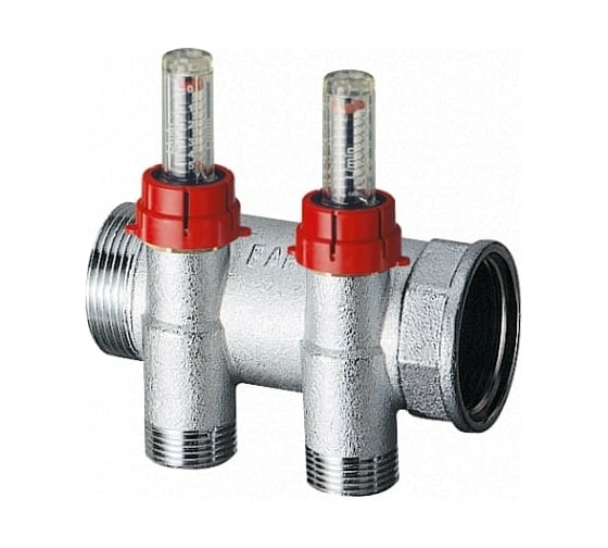 Запорный коллектор с расходомероми FAR 1" 2 отвода М24х19 FK 3970 C102