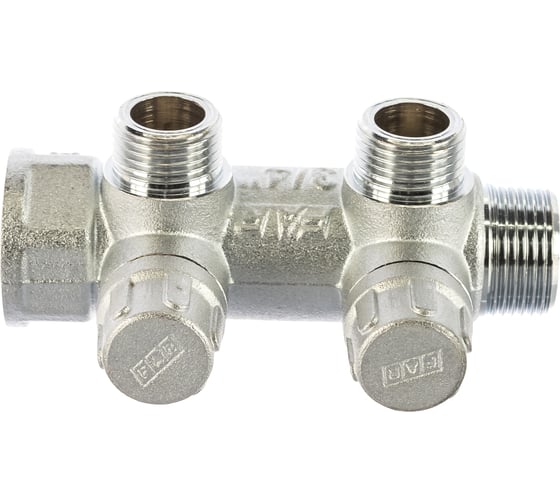 Запорный коллектор с 2 отводами FAR 3/4" 1/2" НР, плоск.присоед. FK 3860 3412TP