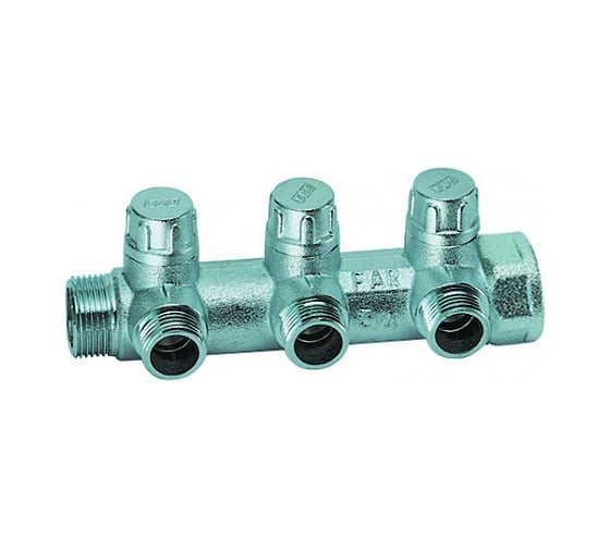 Запорный коллектор с 3 отводами FAR 1" ВР-НР М24х19 FK 3900 C1 1