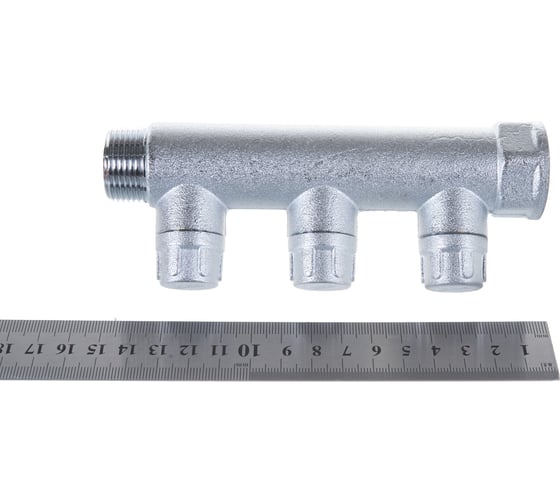 Запорный коллектор FAR 3/4" с 3 отв. 1/2" НР, плоск.присоед. FK 3870 3412TP