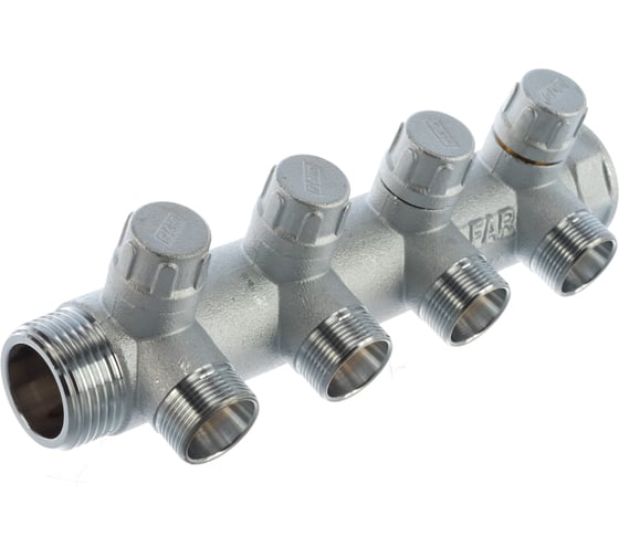 Запорный коллектор с 4 отводами FAR 1" ВР-НР М24х19 FK 3906 C1