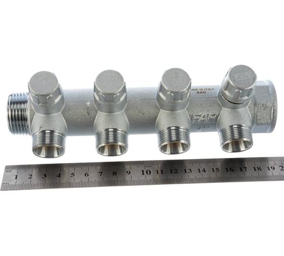 Запорный коллектор с 4 отводами FAR 1" ВР-НР М24х19 FK 3906 C1