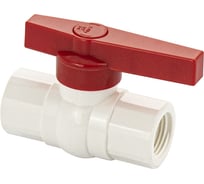 Кран шаровый Санакс 1/2" г/г, резьбовой, ручка-рычаг, серия МАК, из ПВХ (PVC-U) пластика, цвет БЕЛЫЙ. 470