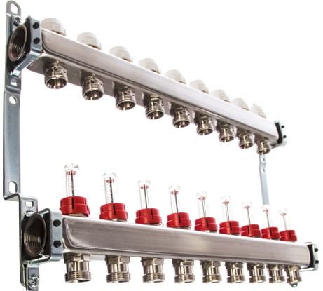 Коллектор из нержавеющей стали с расходомерами 9 вых. STOUT SMS 0917 000009