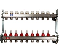 Коллектор из нержавеющей стали с расходомерами, с клапаном вып. воздуха и сливом 9 вых. STOUT SMS-0927-000009