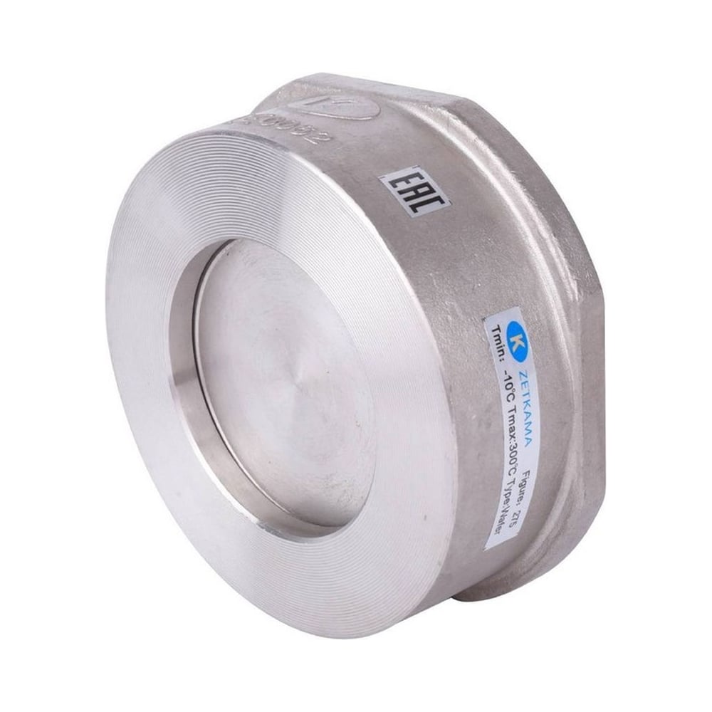 Обратный клапан Zetkama пружинный, нержавеющая сталь, ду80 ру40 межфл ...