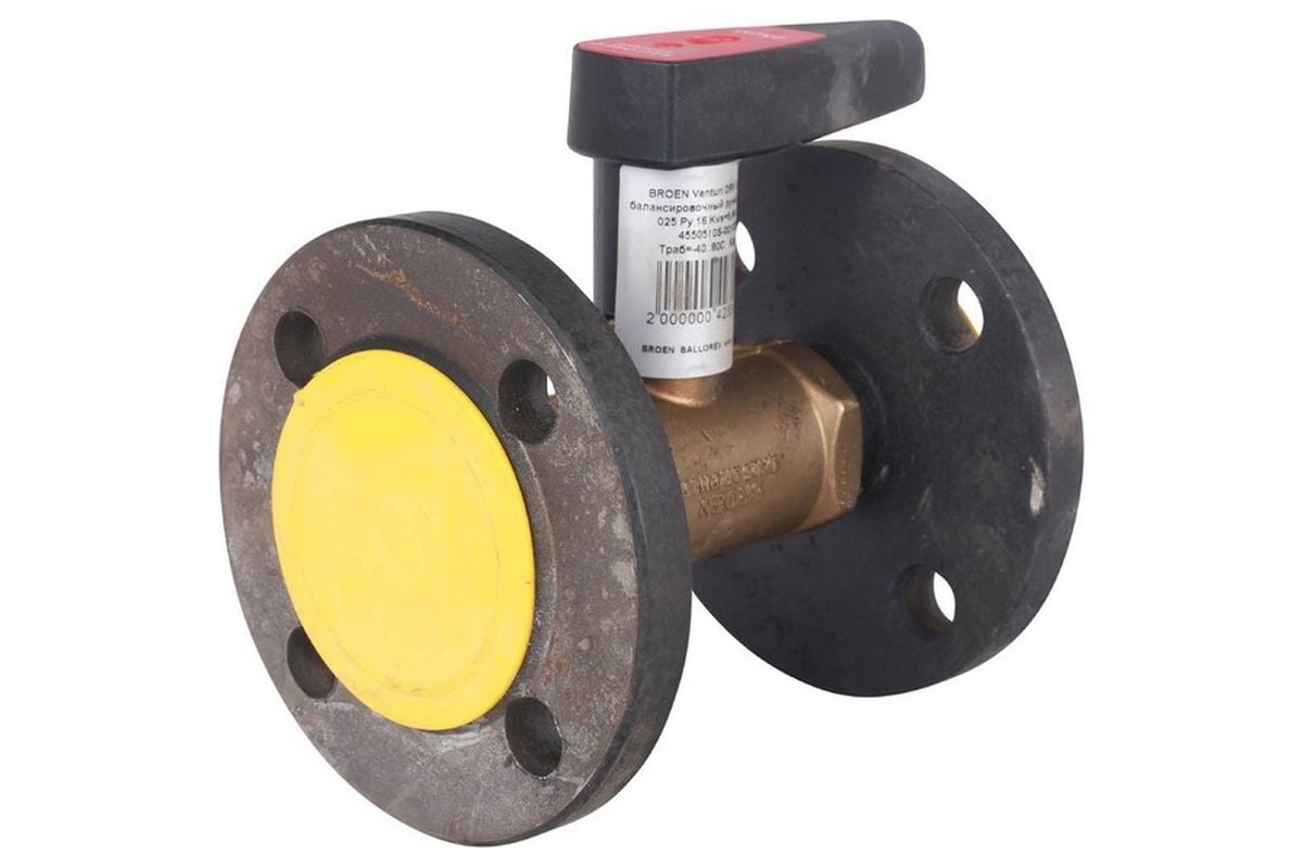Балансировочный ручной клапан БРОЕН venturi drv фланцевый dn 25 pn 16 ...
