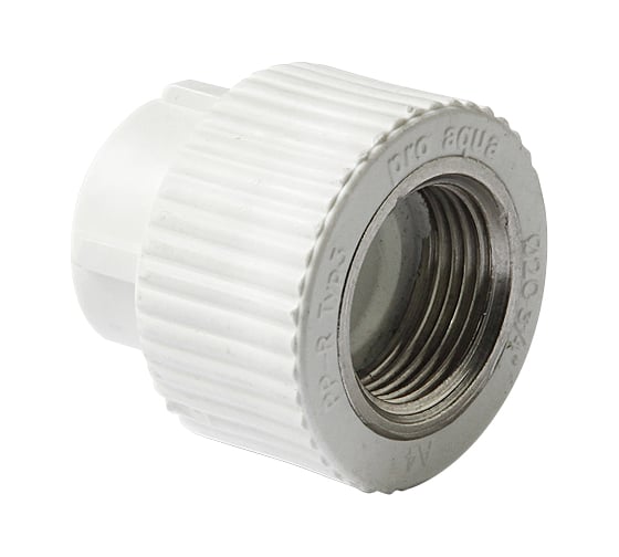 Комбинированная муфта PRO AQUA PP-R ВР белая d-40 мм 1" PA22020b