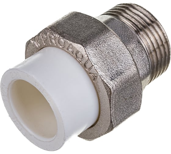 Комбинированная разъемная муфта (американка) PRO AQUA PP-R НР белая d-20 мм 3/4" PA21010b