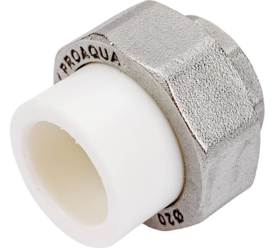 Комбинированная разъемная муфта (американка) PRO AQUA PP-R ВР белая d-20 мм 1/2" PA20008b