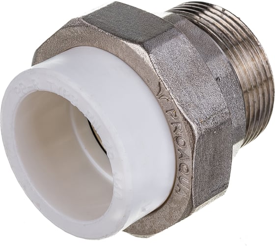 Комбинированная разъемная муфта (американка) PRO AQUA PP-R НР белая d-40 мм 1 1/2" PA21021b