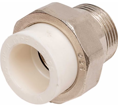 Комбинированная разъемная муфта (американка) PRO AQUA PP-R НР белая d-25 мм 1" PA21015b