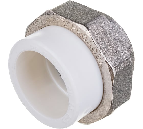 Комбинированная разъемная муфта (американка) PRO AQUA PP-R ВР белая d-40 мм 1 1/4" PA20020b
